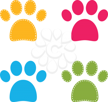 Colorful Doggie Paws collection. Vector Illustration
