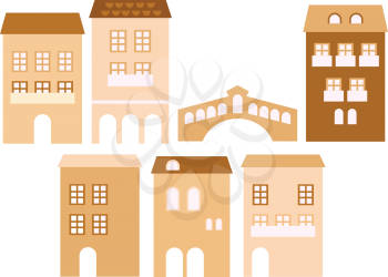 Retro stylized residential houses. Vector
