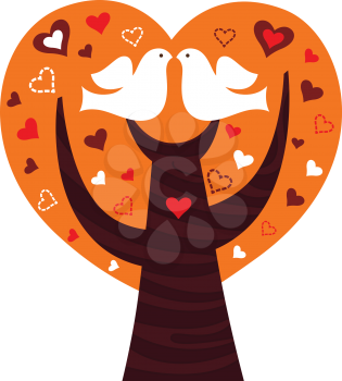 Tree of love for Valentine's Day. Vector Illustration