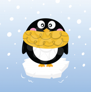 Cartoon winter penguin. Vector illustration