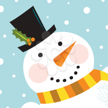 Happy Christmas snowman. Vector cartoon Illustration
