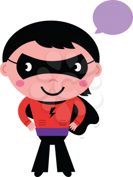Young Super hero boy thinking about something. Vector