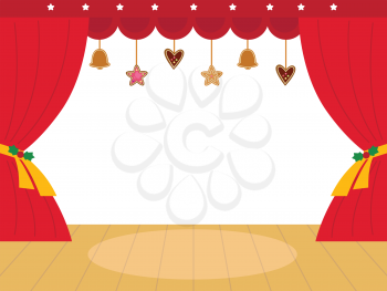 Decorated theatre christmas background. Vector