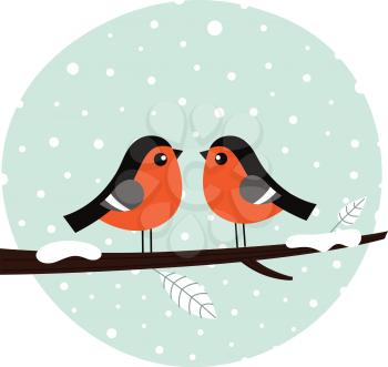Cute winter birds. Vector cartoon Illustration