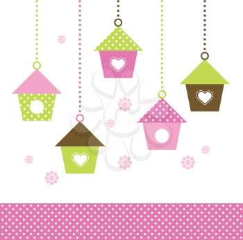 Multicolored love Birdhouses for your spring design. Vector