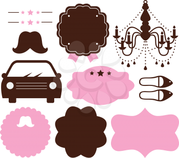 Vintage design elements collection - brown and pink. Vector
