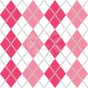 Vintage Argyle pattern in pink shades. Vector background