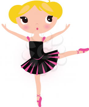 Beautiful little ballerina Girl. Vector cartoon Illustration