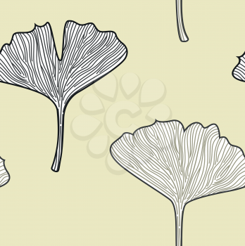 Seamless Ginkgo interior pattern or texture. Vector
