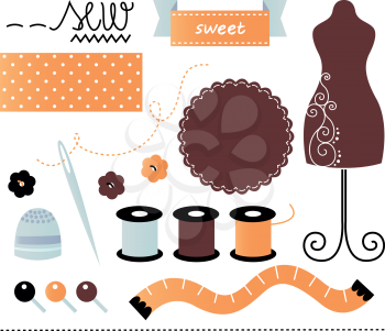 Vector items for needlecraft and sewing
