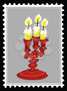 Royalty Free Clipart Image of a Candlestick Postage Stamp