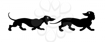 Royalty Free Clipart Image of Two Dachshunds 