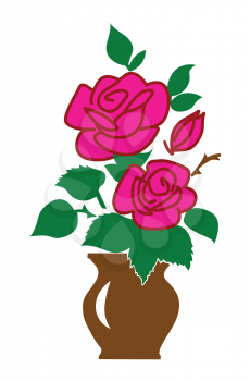 Royalty Free Clipart Image of a Vase of Flowers