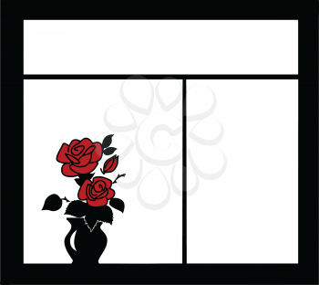 Royalty Free Clipart Image of Flowers on a Windowsill
