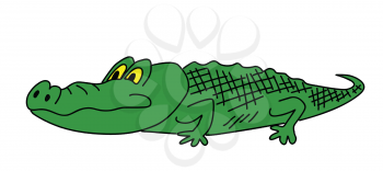 Royalty Free Clipart Image of a Green Crocodile