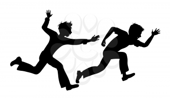 Royalty Free Clipart Image of Two Boys Running