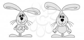 Royalty Free Clipart Image of Two Bunnies