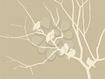 Royalty Free Clipart Image of Birds in a Tree