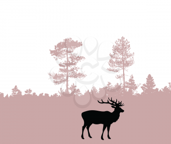 Royalty Free Clipart Image of Deer in a Forest