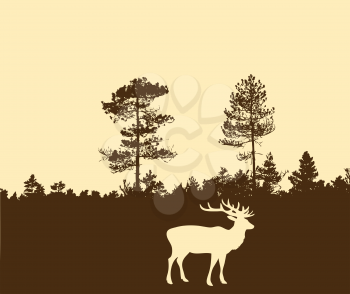 Royalty Free Clipart Image of Deer in a Forest