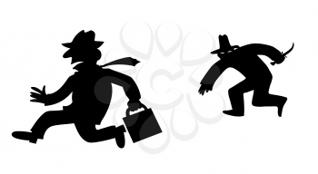 Royalty Free Clipart Image of a Man Running From a Thief 
