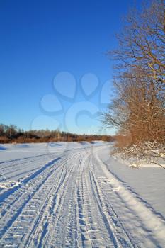 winter road near by wood