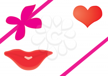 Royalty Free Clipart Image of a Heart, Smile and Bow
