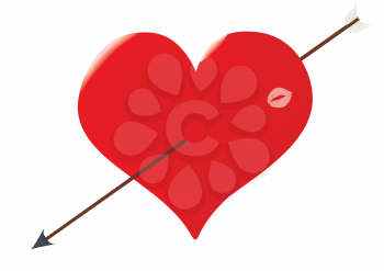 Royalty Free Clipart Image of a Heart With Lips Shot Through With an Arrow