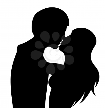 Royalty Free Photo of a Couple Kissing in Silhouette