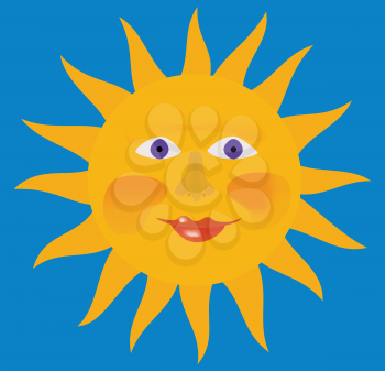 Royalty Free Clipart Image of a Smiling Sun