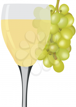 Royalty Free Clipart Image of a Wine Goblet and Grapes