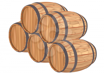 Royalty Free Clipart Image of Wooden Barrels