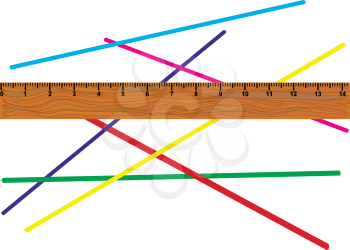 Royalty Free Clipart Image of a Ruler and Sticks