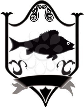 Royalty Free Clipart Image of a Fish Sign