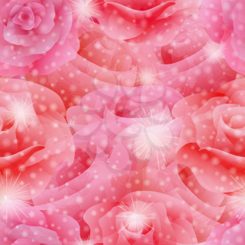 Seamless floral pattern with roses, EPS10 - vector graphics.