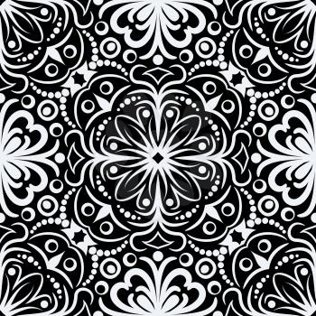 Elegant black and white seamless pattern, EPS8 - vector graphics.