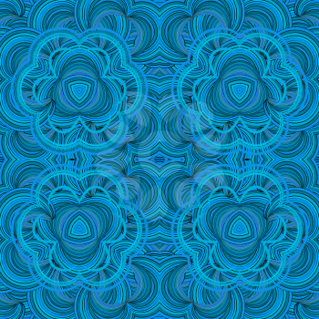 Flower elegant blue colors seamless ornament, EPS8 - vector graphics.