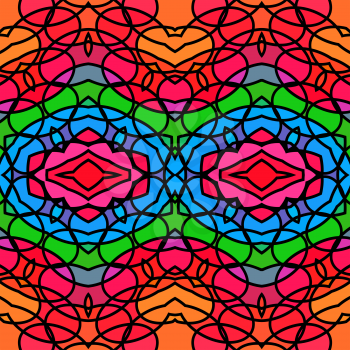 Brightly colourful stained-glass style abstract imitation seamless background, EPS8 - vector graphics.