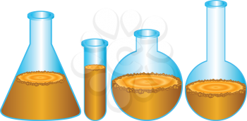 Royalty Free Clipart Image of Test Tubes, Beakers and Flasks