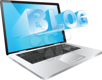 Royalty Free Clipart Image of a Laptop With the Word Blog
