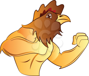 Royalty Free Clipart Image of a Rooster Ready to Fight