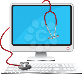 Royalty Free Clipart Image of a Doctor's Stethoscope on a Computer