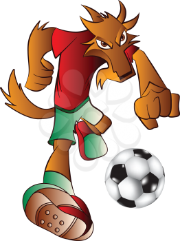 Royalty Free Clipart Image of a Wolf With a Soccer Ball