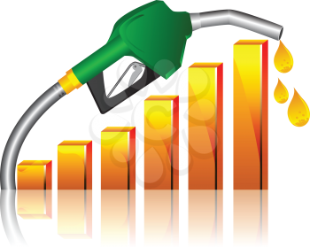 Royalty Free Clipart Image of a Dripping Fuel Hose With a Bar Graph