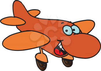 Royalty Free Clipart Image of a Cartoon Airplane