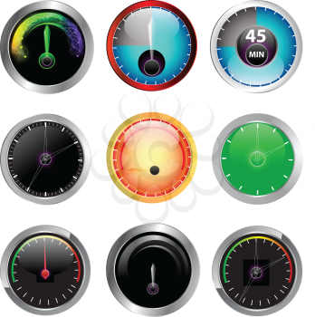Royalty Free Clipart Image of Speedometers