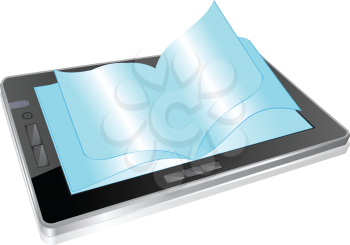 Royalty Free Clipart Image of a Digital Tablet With Open Pages