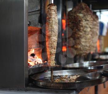 Turkish doner kebab in restaurant. 
