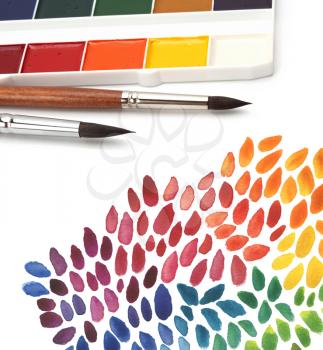 paint brush and color painted background