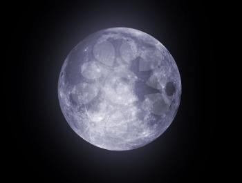 The full moon in the night black sky